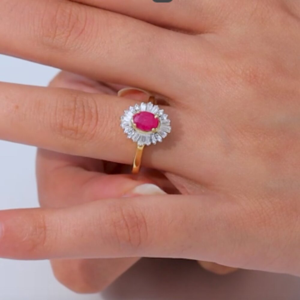 Authentic Premium Royal Ruby and White Zircon Ballerina Ring - Picture 3 of 4